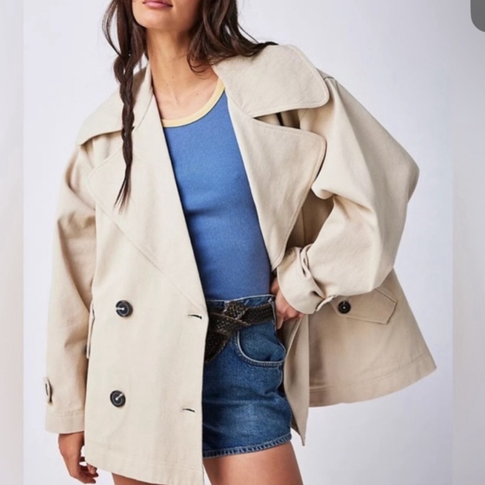 Free People Highlands Swing Peacoat Small